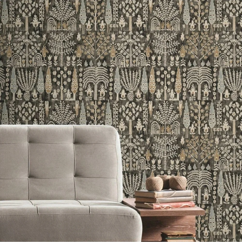 RoomMates Ikat Peel and Stick Wallpaper Black